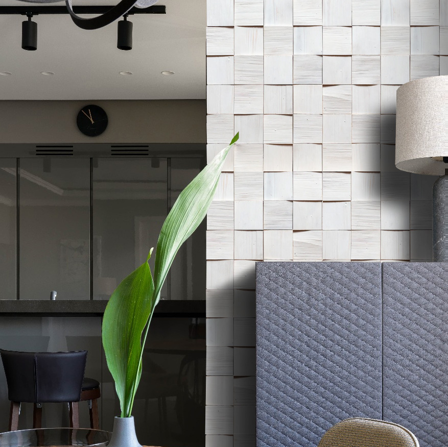 Стеновая панель Tarsi Эста Белая 360х360 мм Сосна/колотая/брашированная